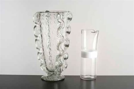 BAROVIER & TOSO Vaso in vetro di grosso spessore con inclusioni di bolle...