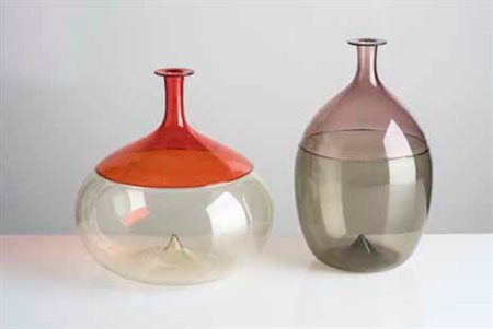 VENINI Vaso delle serie “ bolle” in vetro ad incalmo, disegno di Tapio...