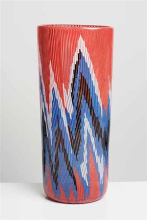 venini Vaso della serie “Fiamme” con decoro a canne policrome, disegno di...