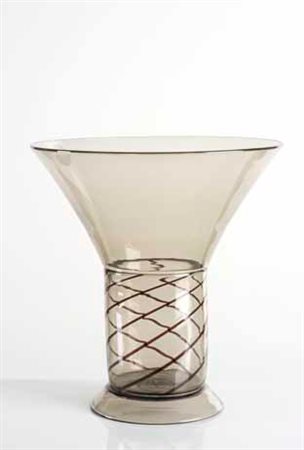 OWE THORSSEN E BRIGITTA KARLSSON Vaso “Uppsala” in vetro trasparente lavorato...