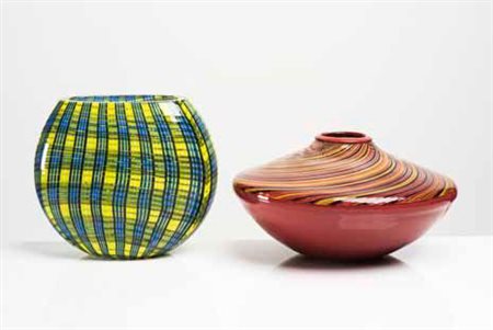 ALESSANDRO DE SANTILLANA Vaso della serie “Scozzesi” in vetro a canne...