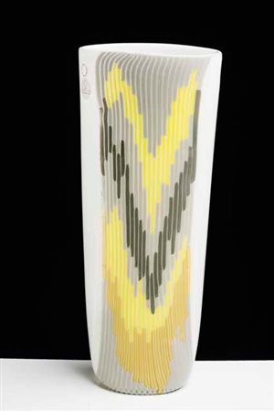 BARBARA DEL VICARIO Vaso della serie “Fiamme” con decoro a canne policrome,...