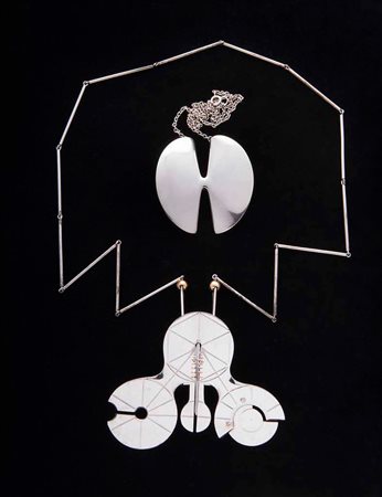 GIO POMODORO Collier in argento con pendente, 1967 ca eseguito da GEM,...