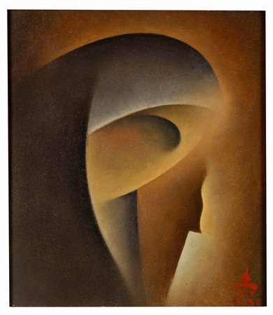 Renato Di Bosso (1905-1982), Suore, 1932, olio su tavola, cm 40x35,5 siglato...