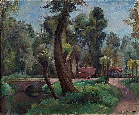 Raffaele De Grada (1885-1957), Il boschetto, 1930, olio su tela, cm 75x90...