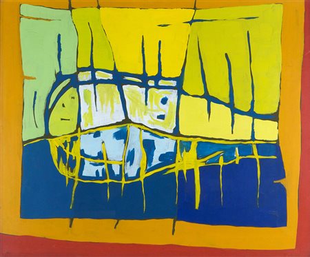 Antonio Corpora (1909-2004), Nuovo arcobaleno, 1970, olio su tela, cm 60x73...