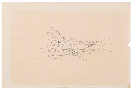 Ettore Sordini (1934-2012), Senza titolo, 1960, carboncino su carta, cm 34x54...