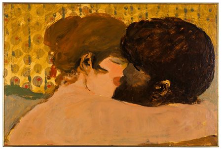 Salvatore Fiume (1915-1997), Coppia di somali, olio su cartoncino, cm 36,5x54...