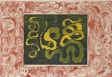 Pierre Alechinsky (1927), Sans sonnettes, 1971, litografia a colori, cm 63x90...