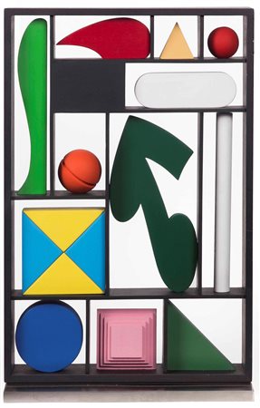 Lucio Del Pezzo (1933), Casellario, 1978, legno, cm 54,5x35x14 firmato es....