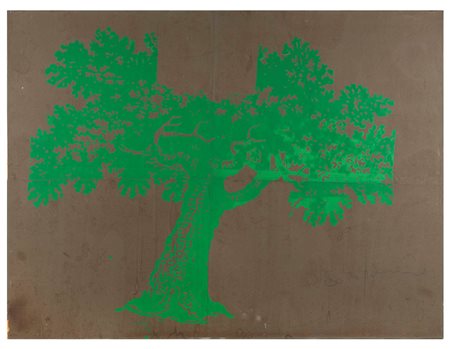 Mario Schifano (1934-1998), Albero, monotipo di carta incollato su masonite,...
