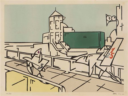 Valerio Adami (1935), Senza titolo, 1967, serigrafia a colori su carta, cm...