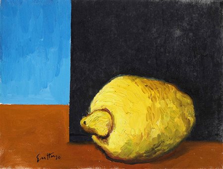 Renato Guttuso (1911-1987), Limone, 1978, olio su tela, cm 18x23,5 firmato in...