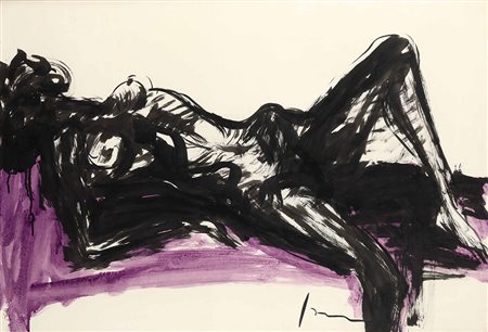 Lucio Fontana (1899-1968), Nudo sdraiato, 1960, gouaches colorata su carta...