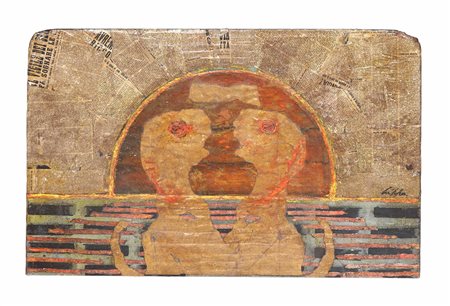 Roberto Crippa (1921-1972), Omaggio a Duchamp, anni 50/60, collage su tavola,...