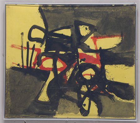 Afro Basaldella (1912-1976), Giallo Rosso Nero, 1964, olio su carta intelata,...