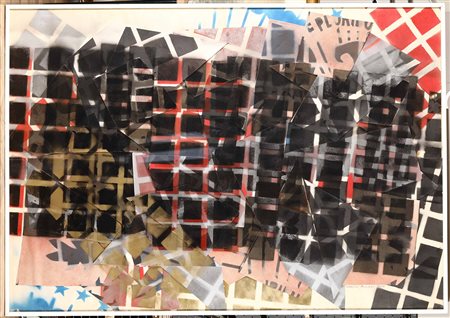 Franco Angeli (1935-1988), Senza titolo, 1968, tecnica mista e collage su...