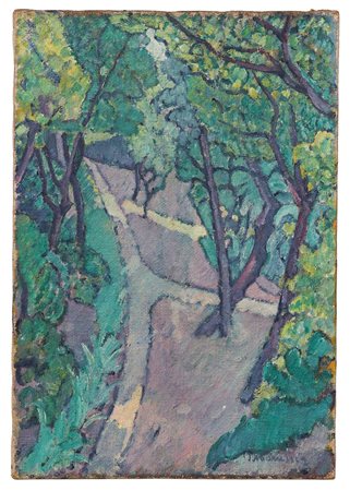 Piero Marussig (1879-1937), Nel parco, 1916, olio su tela, cm 65,5x45 (sul...
