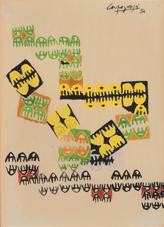 Giuseppe Capogrossi (1900-1972), Superficie n 22, 1954, tempera su carta...