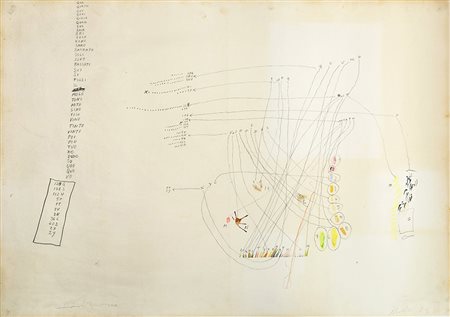 Gastone Novelli (Vienna 1925 - Milano 1968)"Parlottare" 1963tecnica mista su...