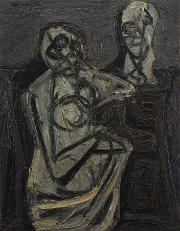 Ennio Morlotti (Lecco 1910 - Milano 1992)"Figura con gesso" 1944olio su...