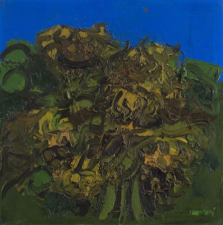 Ennio Morlotti (Lecco 1910 - Milano 1992)"Girasoli con cielo" 1973olio su...