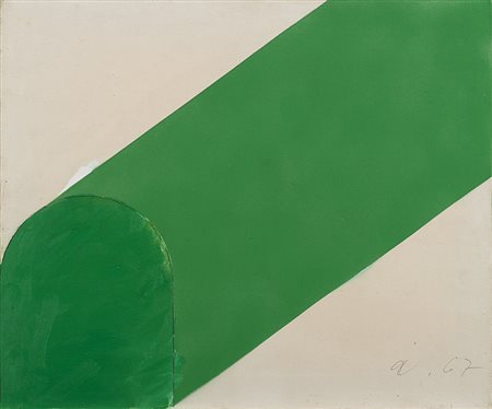 Rodolfo Aricò (Milano 1930 - 2002)"Assonometria a metà" 1967olio su telacm...