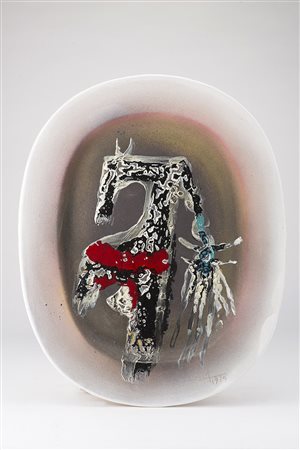 Wifredo Lam (Sagua La Grande 1902 - Parigi 1982)"Senza titolo" 1975piatto in...