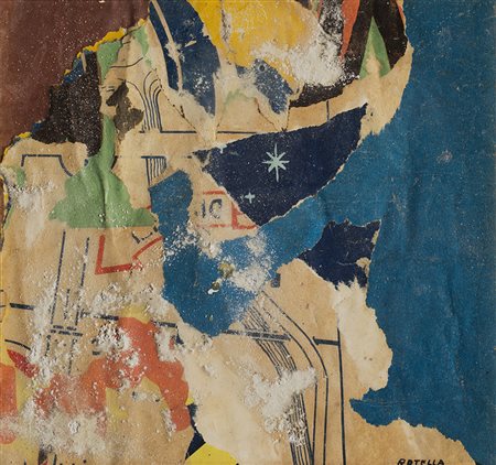 Mimmo Rotella (Catanzaro 1918 - Milano 2006)"Senza titolo" 1954décollagecm...