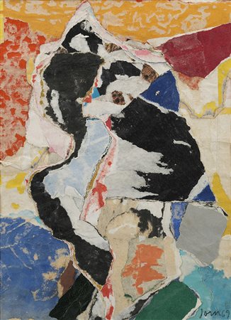 Asger Jorn (Vejrum 1914 - 1973)"Senza titolo" 1969décollagecm...