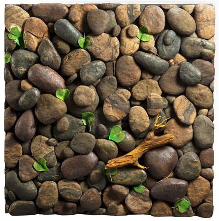 Piero Gilardi (Torino 1942)"Sassaia di fiume" 1968gommapiuma in teca di...