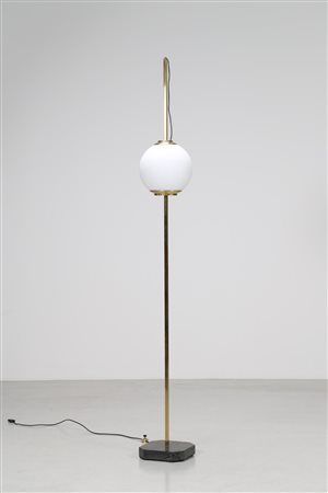 CACCIA DOMINIONI LUIGI (n. 1913) Lampada da terra in metallo vetro satinato e...
