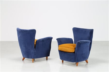 PARISI ICO (1916 - 1996) Coppia di poltrone in legno e tessuto, produzione...