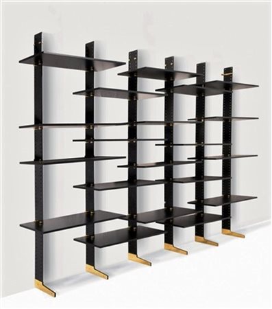 GARDELLA IGNAZIO (1905 - 1999) Libreria modulare con sette montanti e sei...
