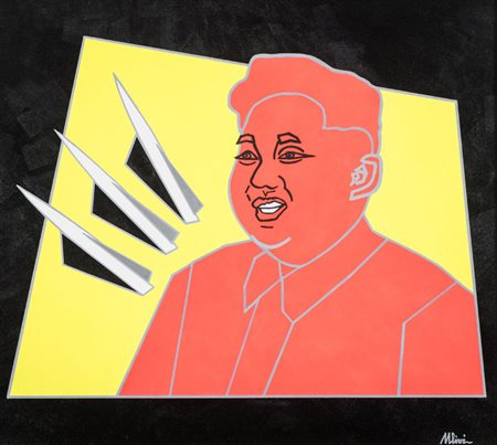 Sergio Ulivi (Prato 1955) Kim Jong - Un, Tecnica mista su tavola, cm. 80x90....