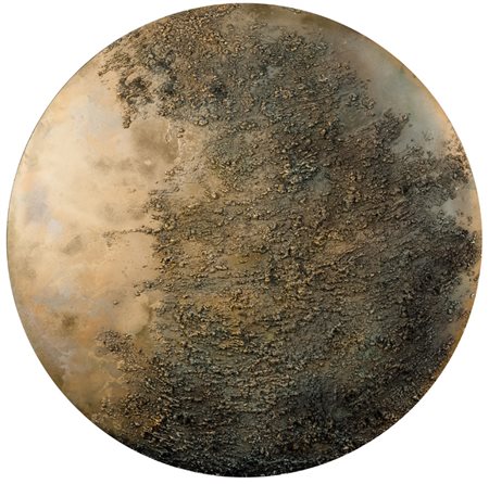 Paola Romano (Roma 1951) Luna oro antico, 2015 Polimaterico su tavola,...