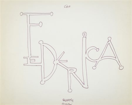 Bruno Munari (Milano 1907 1998) Federica, Biro su carta, cm. 20x25. Firmato...