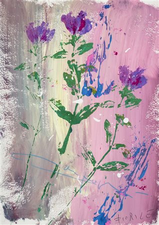 Massimo Barzagli (Marradi (Fi) 1960) Fiorile, Olio su carta, cm. 45x32,5....