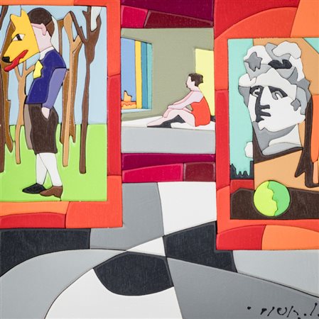 Ugo Nespolo (Mosso Santa Maria (Bi) 1941) Solitudes, Acrilici su legno...