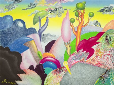 Luca Alinari (Firenze 1943) Paesaggio, Tecnica mista su tela applicata su...