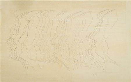 Mario Ceroli (Castelfrentano (Ch) 1938) Profili, Matita su cartoncino, cm....