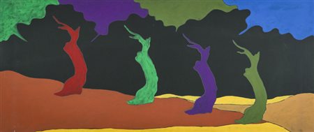 Tano Festa (Roma 1938 1987) Senza titolo, 1976 Acrilico su tela, cm. 66x155....