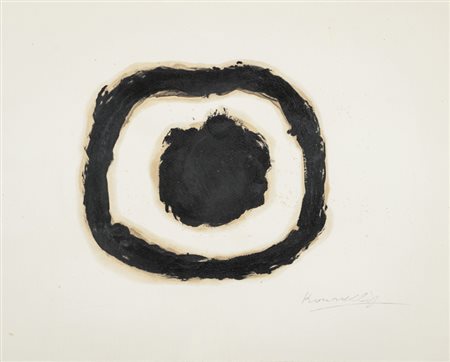 Jannis Kounellis (Atene 1936 Roma 2017) Senza titolo, Catrame su carta, cm....