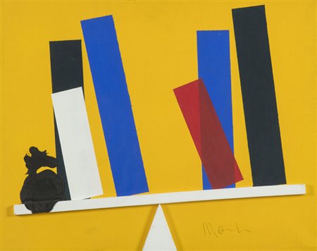 Aldo Mondino (Torino 1938 2005) Bilancia, Acrilico e legno e su tela, cm....