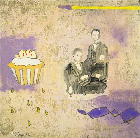 Luca Giovagnoli (Rimini ) Prima rosa, 2003 Tecnica mista su tela, cm. 70x70....