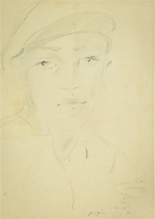 Filippo De Pisis (Ferrara Milano 1956) Ritratto di ragazzo, 1930 Matita su...