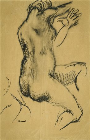 Renato Guttuso (Bagheria (Pa) Roma 1987) Nudo, 1939-40 China su carta, cm....