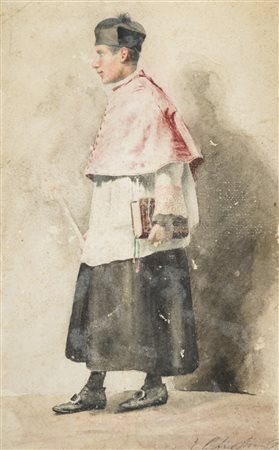 Eugenio Chiostri (Firenze 1973) L'Abatino, Acquerello su cartoncino, cm....