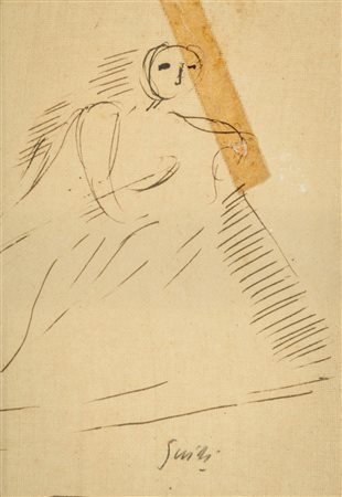 Virgilio Guidi (Roma Venezia 1984) Figura, China su carta intelata, cm....