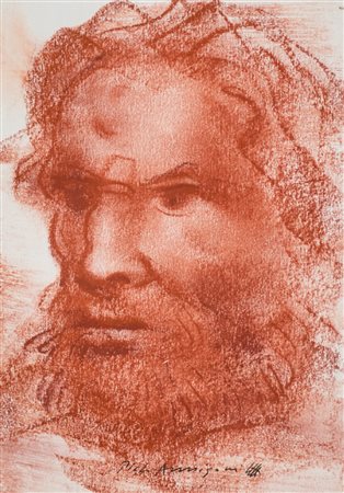 Pietro Annigoni (Milano Firenze 1988) Volto maschile, Sanguigna su carta, cm....